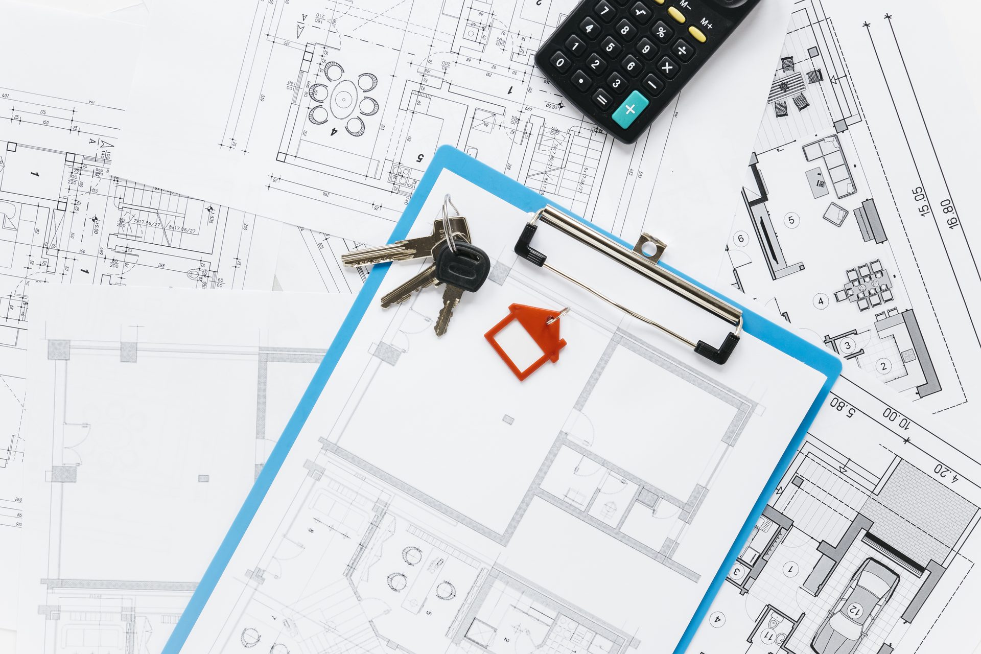 Plan de villa, échantillons et documents de suivi de chantier